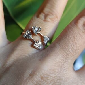 ✨ 14k Diamond Double Heart Open Ring ✨